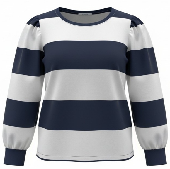 Charter Club Striped Top Navy White Long Sleeve Womens Size Small Casual Shirt - Picture 9 of 9